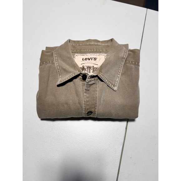 Levi's Copper Clothing Button Down Shirt Jacket Mens Medium Tan Cotton - Picture 12 of 13